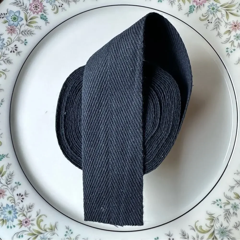 Cotton black Webbing thin 5 yards make your own guitar or purse strap